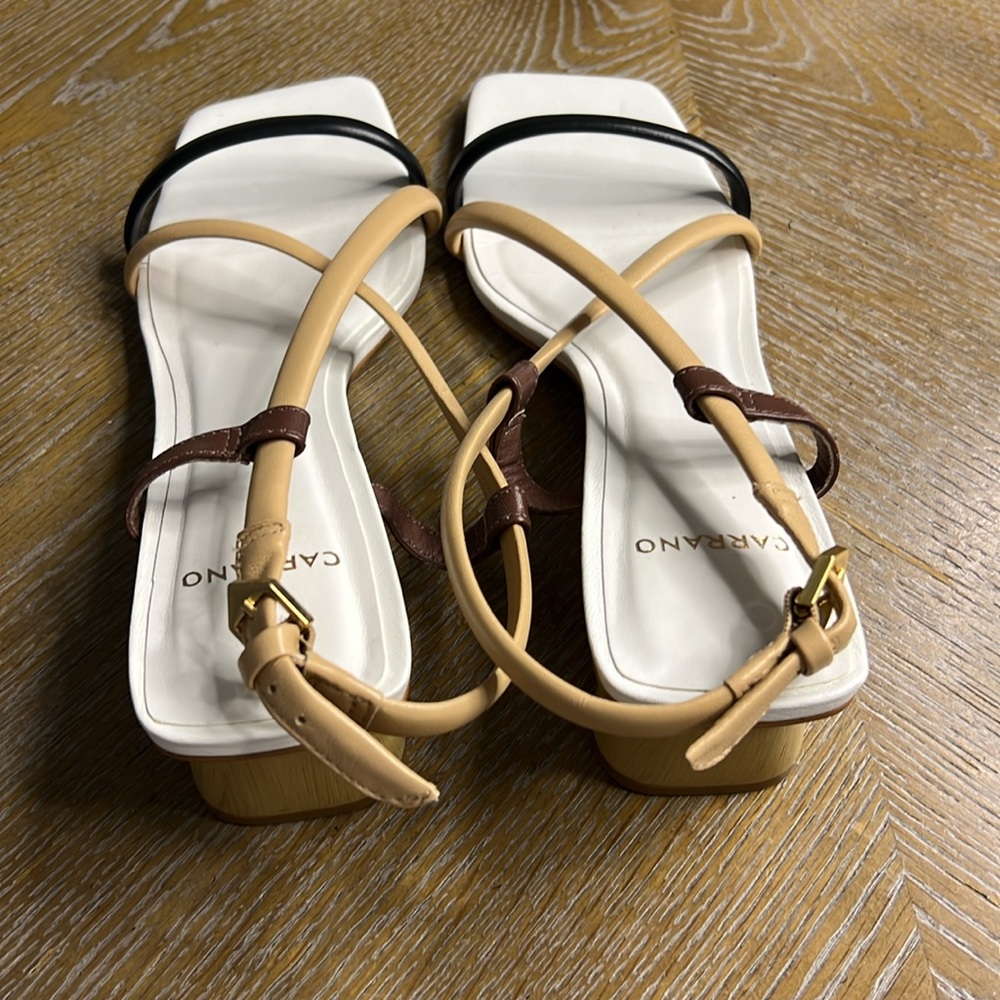 CARRANO White Wide Toe Heel Sandals 7 - Picture 6 of 11